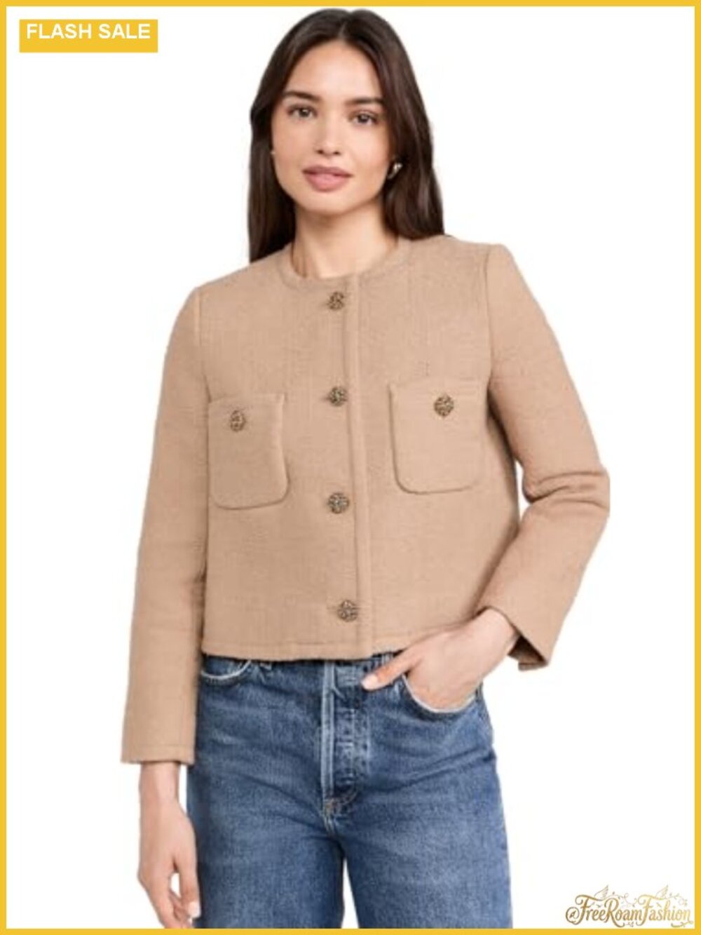 Tweed Boxy Peacoat Structured Short Jacket